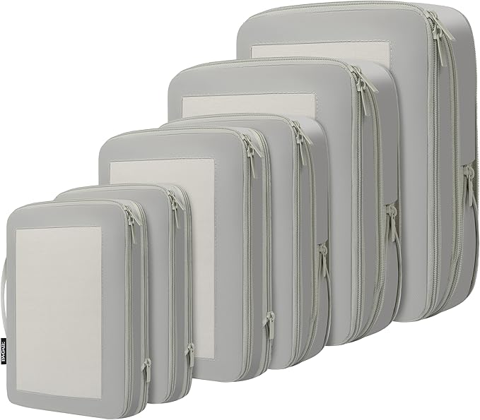 BAGAIL 4 Set/6 Set/8 Set Compression Packing Cubes Travel Accessories Expandable Packing Organizers (Square Mesh, 06-Grey) by BAGAIL