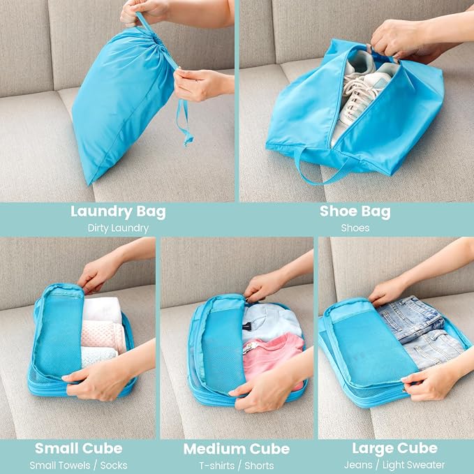 Cambond Compression Packing Cubes for Travel - Luggage Suitcase Organizer | Compression Zip Design for Space-saving, Expandable, Lightweight, Keep Clothes Sorted, Luggage Space Tidy, Carry on Pack Fast - Image 7