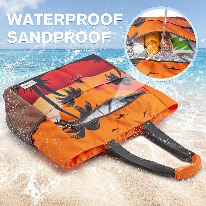 G4Free Beach Bag, Waterproof Sandproof Beach Tote Bag, Large Capacity Foldable for Women - Image 3