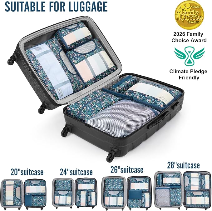 Veken 10 Set Packing Cubes for Travel Essentials,Anti-Wrinkle Buckled Suitcase Organizer for Shoe & Toiletry Bag,Carry On Luggage Bag with 99+ Count Mesh Holes for Airplane & College Dorm Accessories - Image 5