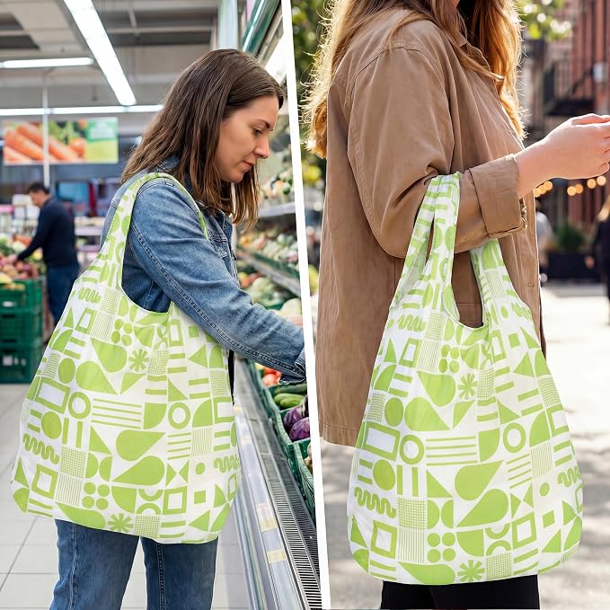 Stelle Lightweight Reusable Grocery Bag with Handles Ripstop Nylon Foldable Tote Shopping Bags for Travel and Groceries - Image 7