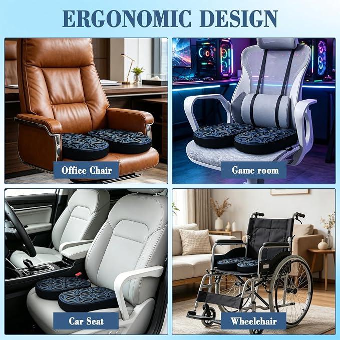 Cooling Gel Enhanced Memory Foam Seat Cushion, Desk Chair Seat Cushion, Office Chair Cushions, Foldable Portable, Back Sciatica Coccyx Tailbone Pain Relief, Driving Car Airplane Wheelchair Bleachers - Image 5