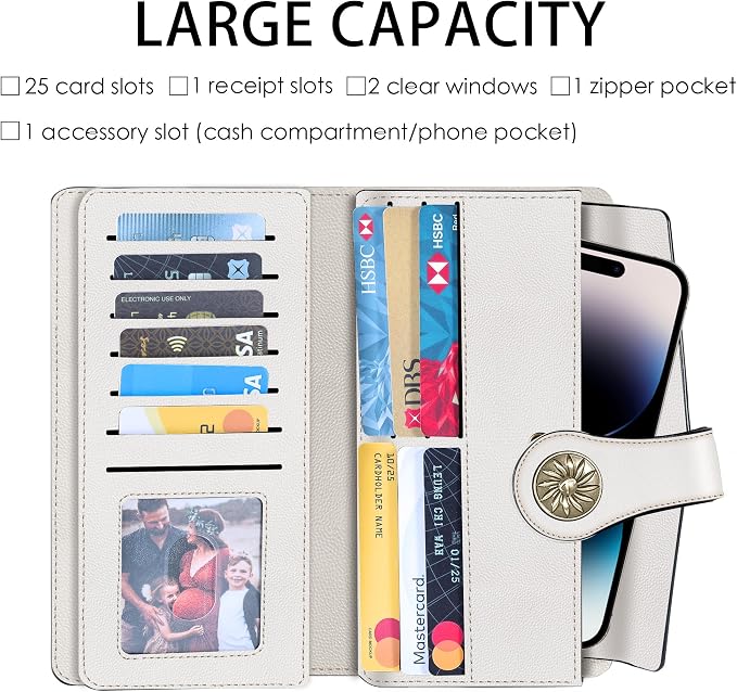 Travelambo Women's Wallet RFID Blocking Trifold Clutch Large Capacity Credit Card Holder Travel Purse - Image 2