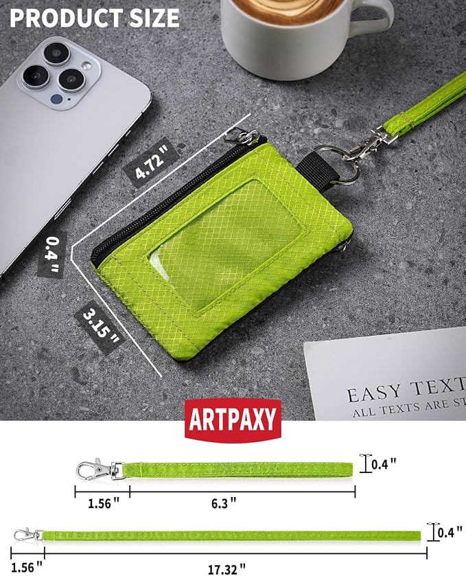 Artpaxy Minimalist Wallet For Mens Womens, Keychain RFID Blocking Zipper Small Wallet with ID Window 2 Lanyards,Water Resistant Travel Cash Card Coin Case Boys Girls - Image 2