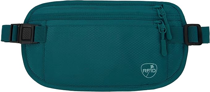 Money Belt, Hidden Travel Wallet for Passport, RFID Blocking Passport Pouch, Undercover Fanny Pack(Green) by SUPACOOL
