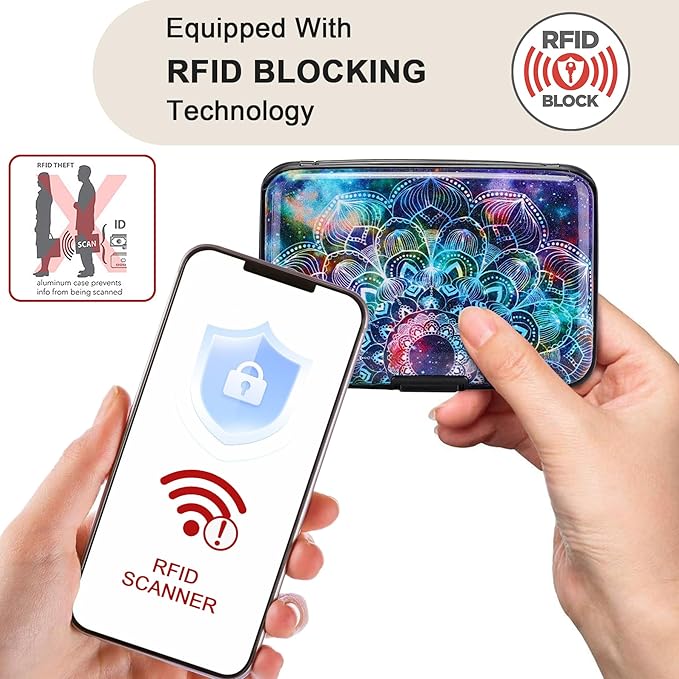 Mini RFID Aluminum Wallet Credit Cards Holder Business Card Case Metal ID Case for Men Women (Acolorful) - Image 2
