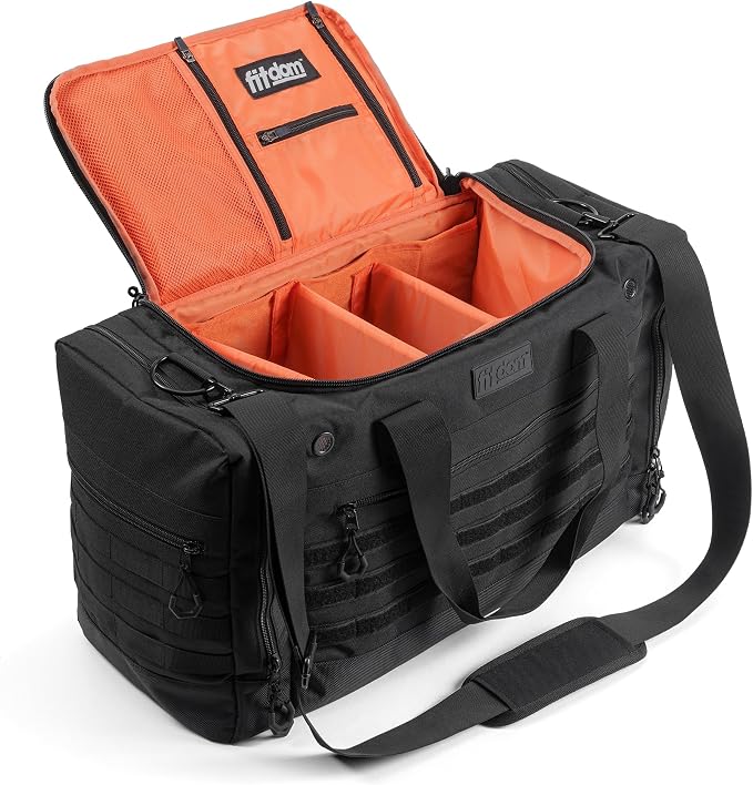 45L 22" Sports Equipment Duffle Bag with 3 Adjustable Dividers | 10 Compartments, Padded Dividers & Laptop Pocket for Soccer, Basketball, Baseball, Gym, Training, Travel & Sports Gear by Fitdom