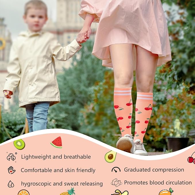 fenglaoda Compression Socks Women Men 4 Pairs, Knee High Support Socks for Running, Sports, Travel, Flight, Nurse - Image 5