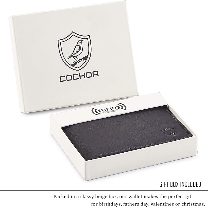 Wallet for Men Slim RFID Blocking Leather Bifold Minimalist 2 ID Windows Gift Box Carteras Para Hombres (SOFT, DARK CHOCOLATE) - Image 6