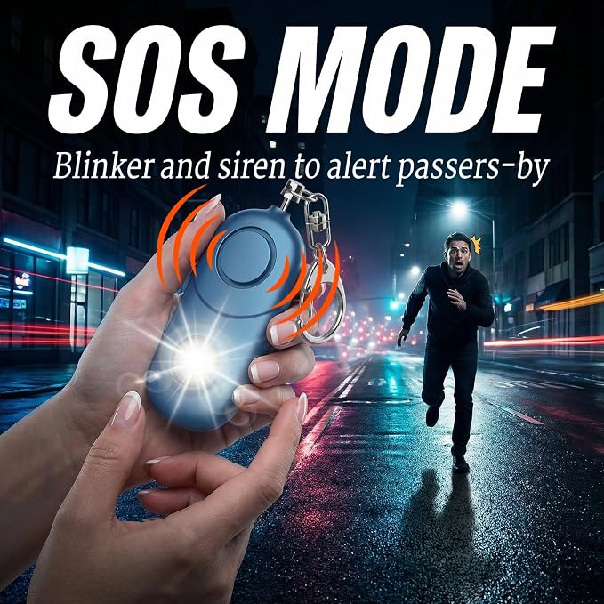Personal Alarm for Women Keychain Alarm: Qoosea 135dB Emergency Keychain Siren with Strobe Light Loud Siren for Women Kids Students Seniors Emergency Self-Defense for Night Sports - Image 7