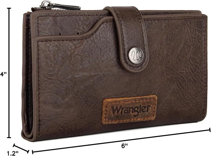 Wrangler Wallet for Women Bifold Card Holder with Zipper and ID Window - Image 7