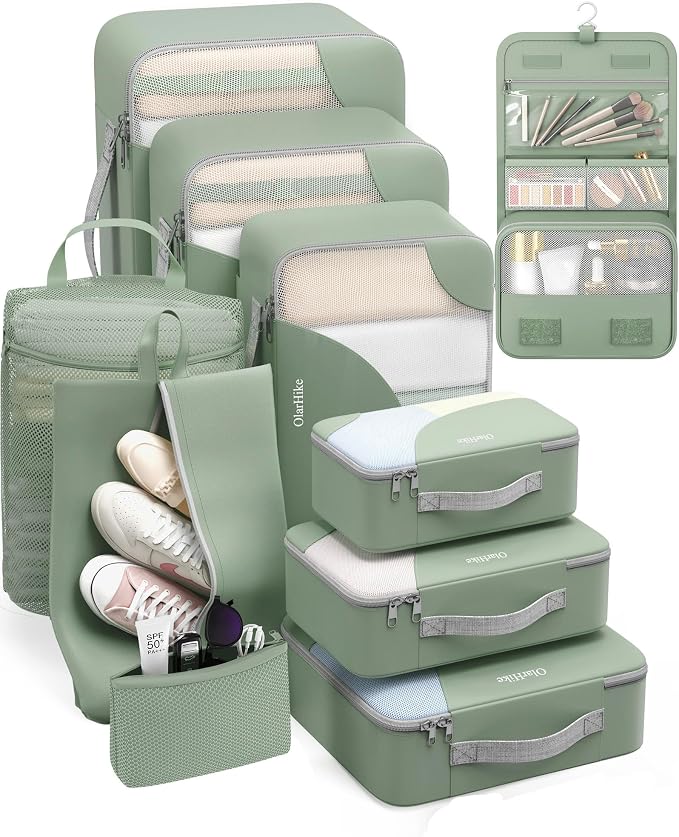 OlarHike 10 Set Packing Cubes for Travel,Gifts for Women Mom,Anti-Tearing Suitcase Organizer,with Over 1000 pcs Mesh Holes,Vacation Essentials & Accessories for Cruise Ship by OlarHike