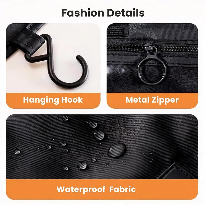 Portable Hanging Toiletry Bag for Travel, Small Multifunctional Makeup Cosmetic Bag for Women, Waterproof Travel Toiletries Organizer, Shower Bathroom Pouch with Hook for Gym, Camping, Business Trips - Image 5