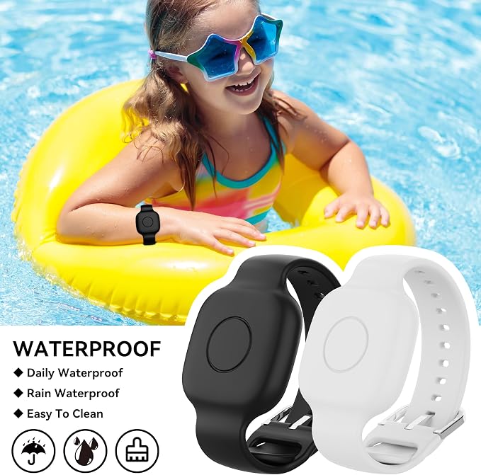 Waterproof Silicone Bracelet for Tile Mate 2024/2022, Hidden GPS Tracker Holder for Kids, Teens & Elderly, Adjustable Anti-Lost Wristband, Durable, Lightweight, Comfortable Fit – Black/White - Image 2
