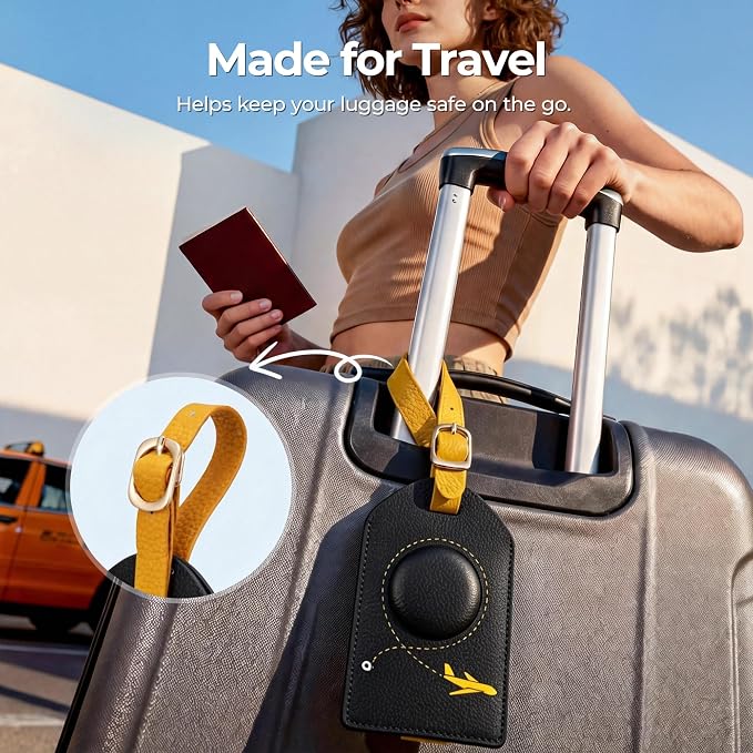 MiLi Smart Bluetooth Luggage Tracker Tag for iOS & Android | Works with Apple Find My & Google Find Hub, Anti-Lost Leather Travel Locator for Suitcase, Backpack, Black - Image 8