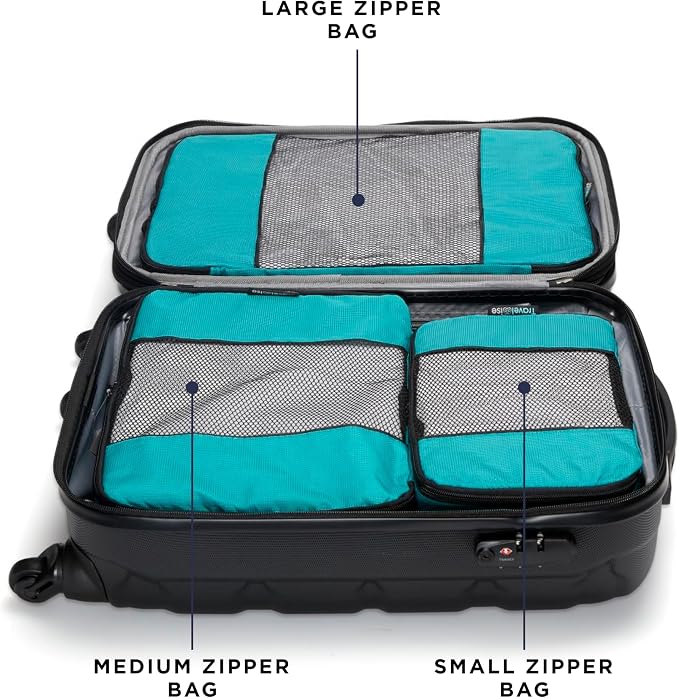 TravelWise Luggage Packing Organization Cubes 5 Pack, Teal, 2 Small, 2 Medium, 1 Large (TWPC-24) - Image 3