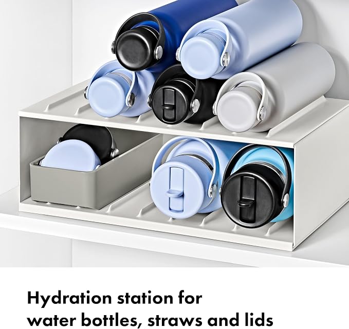 OXO Good Grips Water Bottle Organizer and Accessory Bin | Water Bottle Holder, Organizes Water Bottles, Lids and Straws, Ideal for Cabinet & Drawer Storage - Image 2