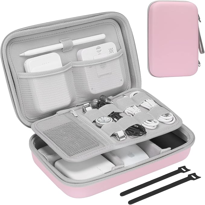 ProCase Hard Travel Electronic Organizer Case for MacBook Power Adapter Chargers Cables Power Bank Apple Magic Mouse Apple Pencil USB Flash Disk SD Card Small Portable Accessories Bag by ProCase