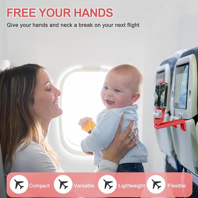 Perilogics Airplane Phone Holder Mount Universal in Flight Hands Free Viewing with Multi-Directional Dual 360 Degree Rotation (Coral) - Image 3