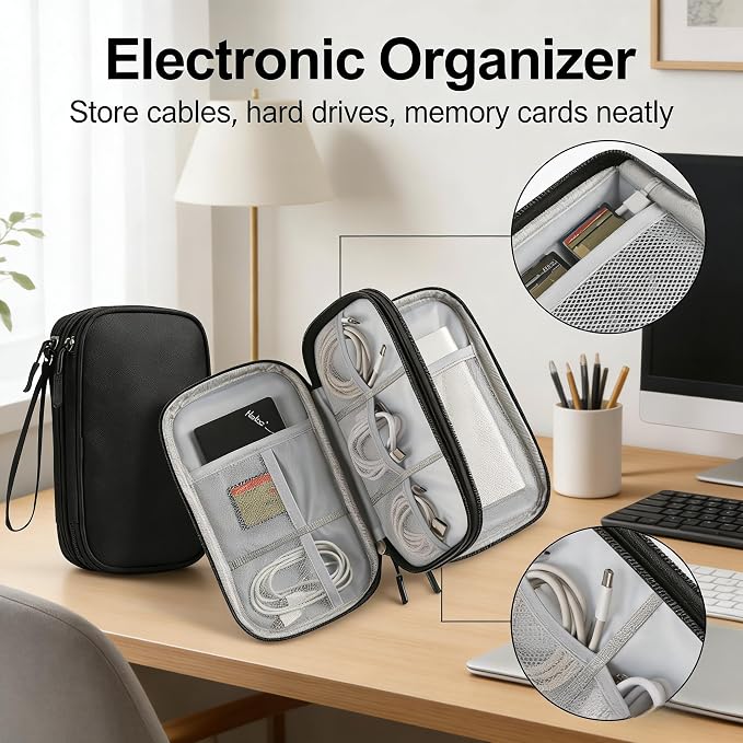 Travel Storage Box - Hard EVA Protective Cover for Mobile Power Bank, Charger, Cable, Phone and Accessories - Portable Storage Bag for Airplane, Business Travel, Home Furnishings - Image 2