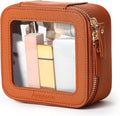 Aveniee Mini Clear Makeup Bag, Small Cosmetic Bags Travel Toiletry Pouch Organizer, TSA Approved Make up Case with Zipper, Car Bag for Essentials,Brown by Aveniee