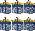 Reusable Grocery Bags Foldable Tote Bags bulk Shopping Bags 6-Pack, Blue | Reinforced Handles Shopping Bags for Groceries Heavy Duty Kitchen Reusable Grocery Bags with Waterproof Coating by WOWBOX