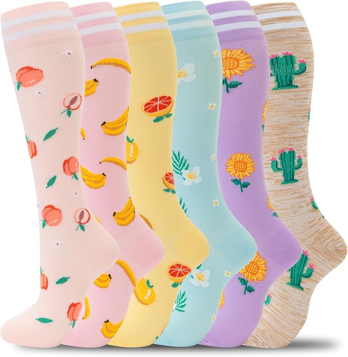 fenglaoda Compression Socks for Women Men Support Circulation 6 Pairs Socks For Nurse, Travel, Flight by fenglaoda