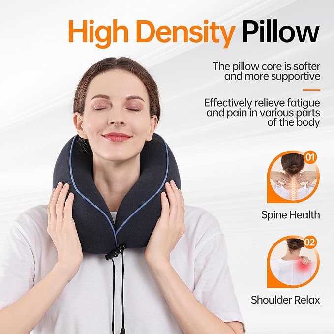 Travel Pillows for Airplanes,100% Pure Memory Foam Travel Neck Pillow | Washable Cotton Cover,Comes with 3D Eye Mask,Earplugs,Storage Bag,Ideal Travel Gift,Relieve Neck Pressure,Navy Blue - Image 5