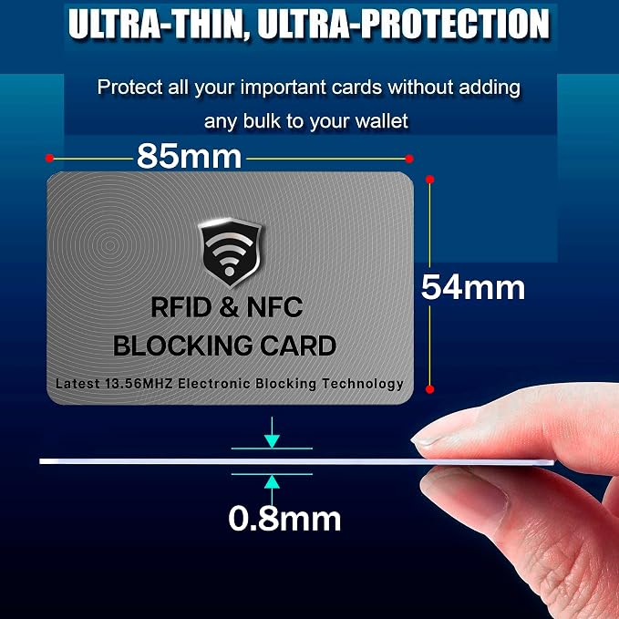 SaiTech IT 5 Pack RFID Blocking Card for Credit Debit ID Card, Grey | Slim Anti-Theft Contactless NFC RFID Blocker Protector, Easily Fit into Wallet and Purse, for Men & Women - Image 2