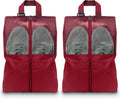 Shoe Bags For Travel, Used As For Storage or Shoe Travel Bag, Space Saving When Travelling With This Travel Shoe Bags For Packing, Featuring Waterproof Nylon Sneaker Bag. (Red, 2 Pack, Medium) by HANOZI