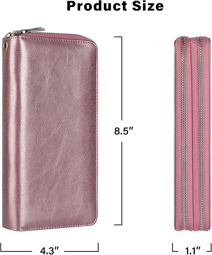 Small Compact Women Wallet RFID Blocking Genuine Leather Bifold Purse with ID Windows - Image 6