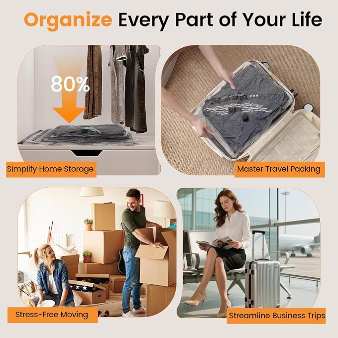 Vacuum Storage Bags Rechargeable Wireless Pump - 10 Pack Travel Storage Bags，Travel & Home Organizer Set, Multi-Size Space-Saving Bags, Perfect for Closet Luggage Bedding Clothing Storage - Image 7