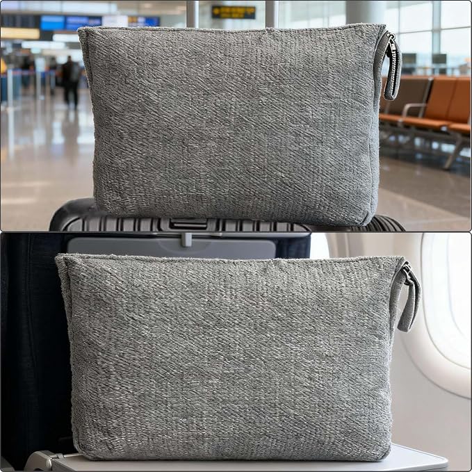 Travel Blanket Pillow, Soft Airplane Blanket 2-in-1, Travel Blanket Airplane Compact with Bag, Travel Essentials Accessories for Plane and Car,60x40 Grey - Image 7