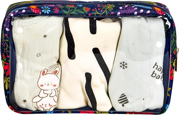 Remobia Hicol TSA Approved 5-Piece Diaper Bag Organizer Pouch Set Clear Waterproof TPU Kids Toiletry Storage Set Travel Packing Clutch Cube Bags for Baby Nursing(Flower) - Image 5