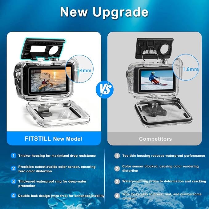 FitStill Waterproof Protective Case for DJI OSMO Action 6 | 60M/196FT Invisible Dive Protective Cover Underwater Housing with 1/4 Adapter Mount Action6 Accessory - Image 4