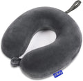 Travel Pillow Memory Foam for Airplanes - Neck Pillow for Traveling, Car, Home, Flight Pillow for Sleeping with Attachable Snap Strap Soft Washable Cover, Provide Head Neck Support Rest, Dark Gray by Fabuday