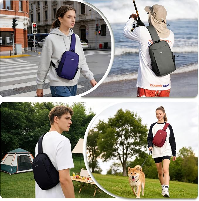 ECOHUB Anti-Theft Crossbody Bag Men Women RFID Blocking Lightweight Sling Backpack Water Resistant for Travel Hiking Outdoor - Image 7