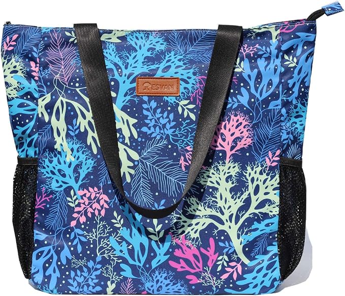 ESVAN Original Floral Water Resistant Large Tote Bag Shoulder Bag for Gym Beach Travel Daily Bags Upgraded - Image 3