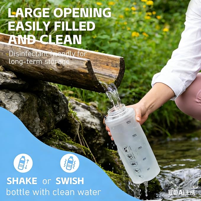 AXEN Collapsible Water Bottle with Filter for Hiking Travel, 700ml Clear | Foldable Design, Lightweight Portable Filtered Water Bottle, Soft Hydration Flask for Trail Hiking Running Outdoors - Image 5