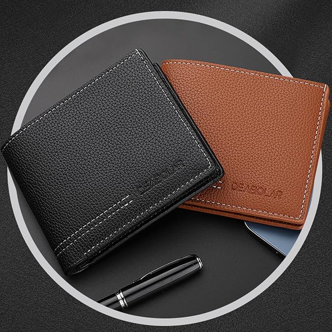 Men Wallet Black PU Material 4 Card Holder 2 Money Pockets 1 Clear Window Suitable for Gifts without RFID Slim Small for Traveling - Image 6