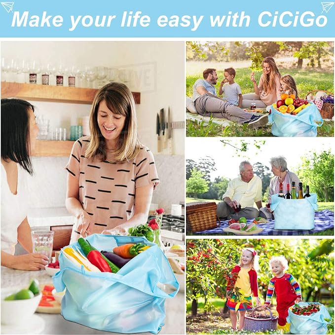 Large Reusable Bags Shopping Washable Foldable 6 Pack Grocery Bags Heavy Duty Lightweight Folding Gift Tote Bag Durable Polyester Color - Image 2