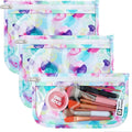 HIONXMGA Set of 3 Clear Travel Toiletry Bag, TSA Approved, Quart Size S/M/L | Clear Front Zipper Pouches Waterproof Cosmetics Bags for Women Kids Toiletries Baby Essentials Well-Organized, Watercolor by HIONXMGA
