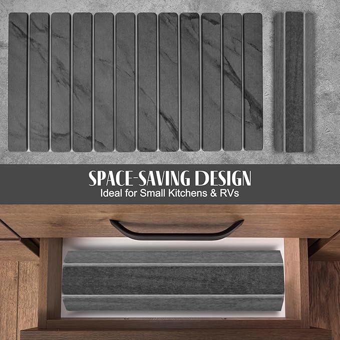 2 PCS Extra Large Stone Dish Drying Mat for Kitchen Counter, 28"×16" Marble Dish Drying Mat with 8"x 4" Coasters, Non - Slip Collapsible Absorbent Mat for Multi - Purpose, Match Any Countertop - Image 3