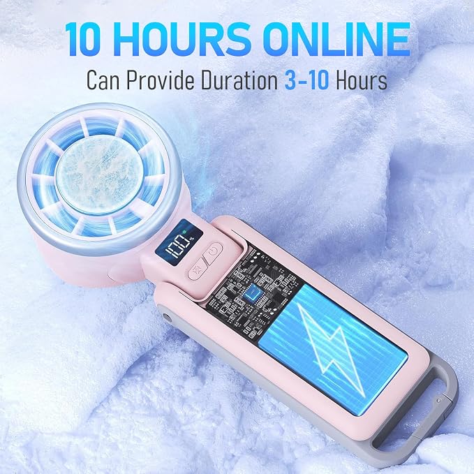 PlayHot Portable Handheld Cooling Fan, Travel Essentials, Gifts for Women | Instant Cooling, 10m/s Airflow, 5-Speed, 10H Max, USB-C Rechargeable, LED Display, 3-in-1 Foldable for Cruise, Beach Vacation - Image 5