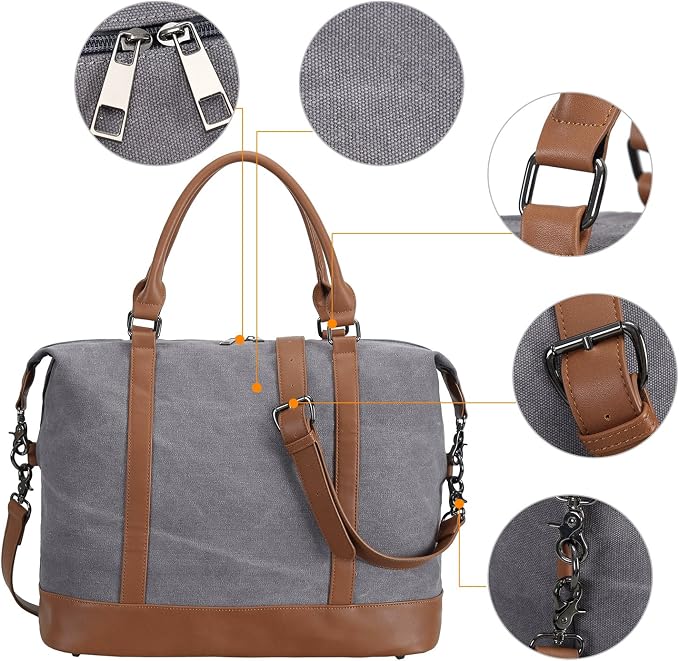 Bluboon Travel Tote Bags with Zipper Ladies Canvas Bag Weekender Overnight Bag for Women Carry on Duffel Bag Trolley Sleeve - Image 8