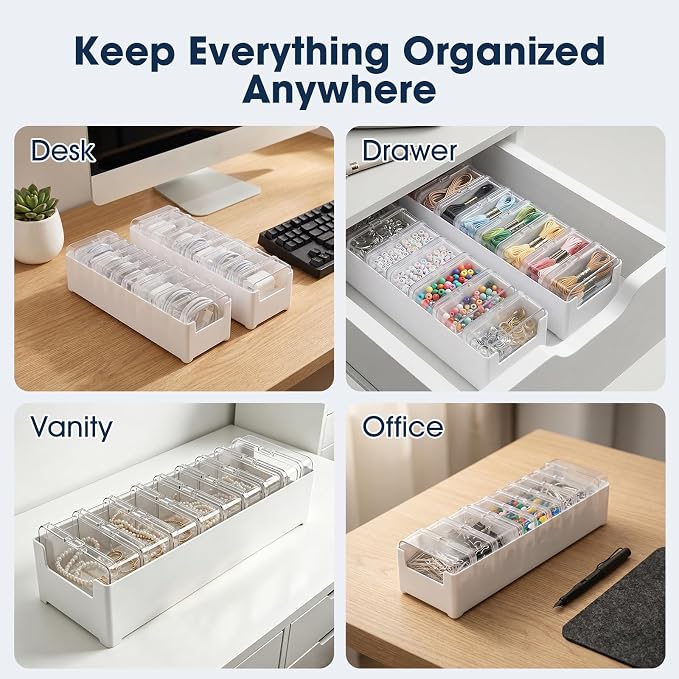 ARVOK 2 Sets Cable Cord Organizer Box with 20 Adjustable Compartments | Cable Storage Box with Lid，Solution for Cable Chaos Charger Cables, Organizer for Home Office Desk Organizers and Accessories - Image 5