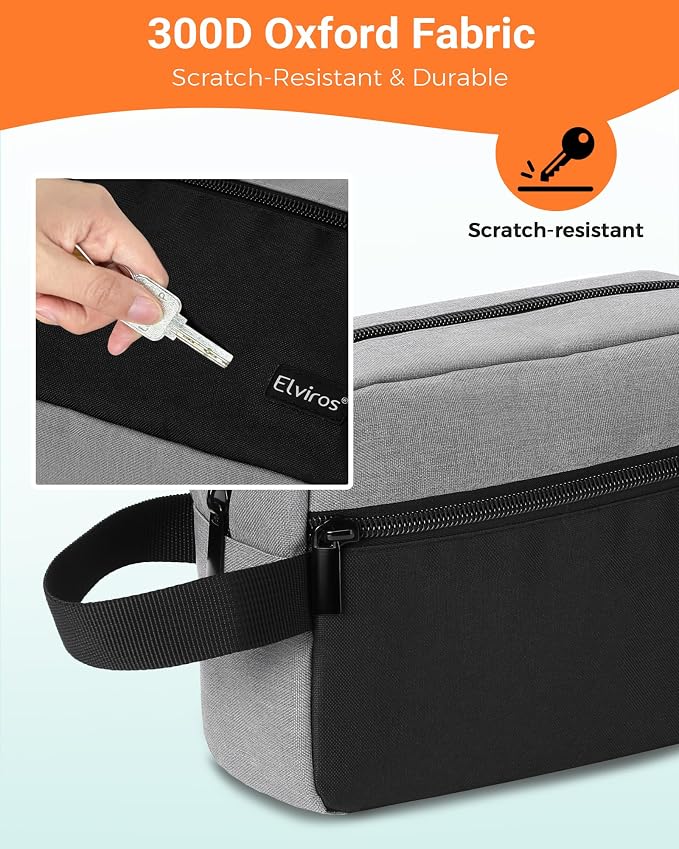 Elviros Travel Toiletry Bag for Men Hanging Toiletries Dopp Kit Small Bathroom Hygiene Tool and Medicine bag for Traveling Essential Shaving Pouch,Gifts for Men(Grey&Black) - Image 4