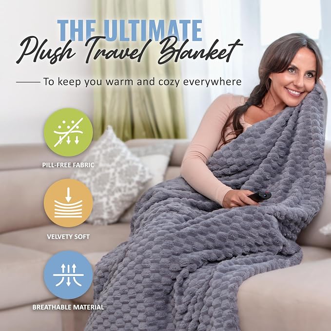 Packable Travel Blanket for Airplane, Car - Compact Office Blanket - Portable Pillow for Adults, Kids with Case, Luggage Sleeve, Backpack Clip - Image 2