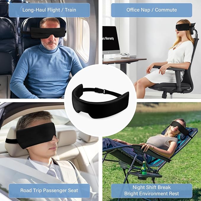 Airplane Eye Mask Head Holder, Double-Sided Sleep Support Soft | Double-Sided Design, Travel Pouch Included, For Airplane & Car And Office Chair,Sleep Holder,Airplane Head Strap For Sleeping - Image 5
