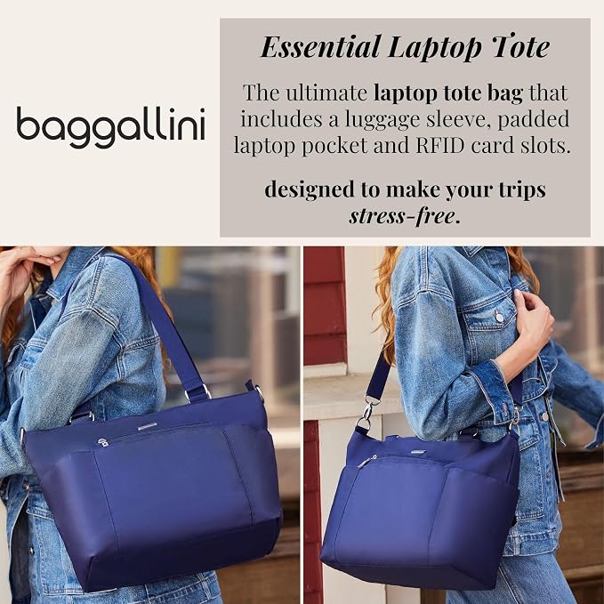 Baggallini Essential Laptop Tote - Work Tote Bag with Laptop Sleeve - Lightweight Travel Crossbody Shoulder Bag for Women - Image 2